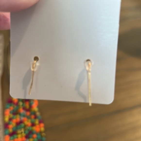 Colorful Bright Multi Color 5 Strand Necklace with matching earrings Gold Purple - Picture 11 of 12